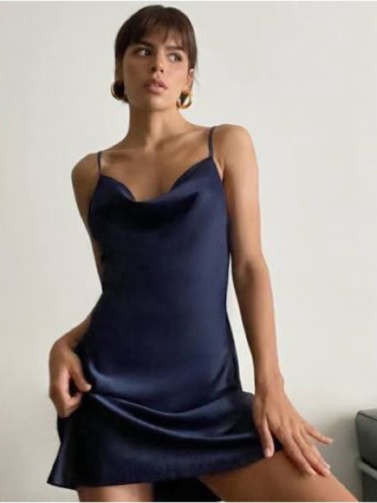 Urban Outfitters Dresses & Skirts - NWT Urban Outfitters Mallory Cowl Slip Mini Dress Navy Size M